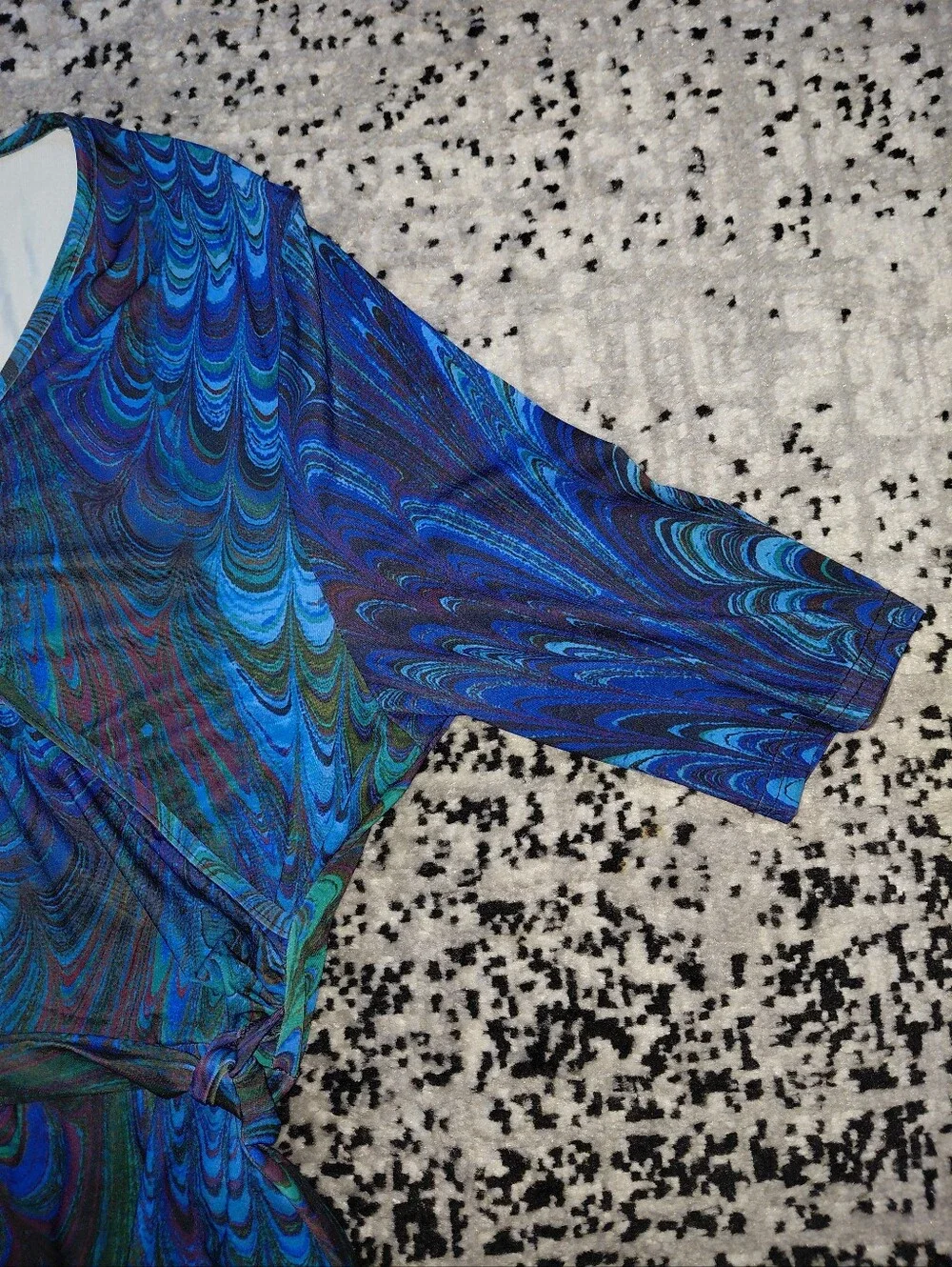 Lily by Firmiana Peacock Print Maxi Wrap Dress XL NWT Blue Teal Purple CC